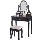 Coiffeuse Baroque Noire Miroir LED