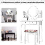 Coiffeuse Blanche Miroir Rond