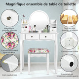 Coiffeuse Blanche Miroir Rond